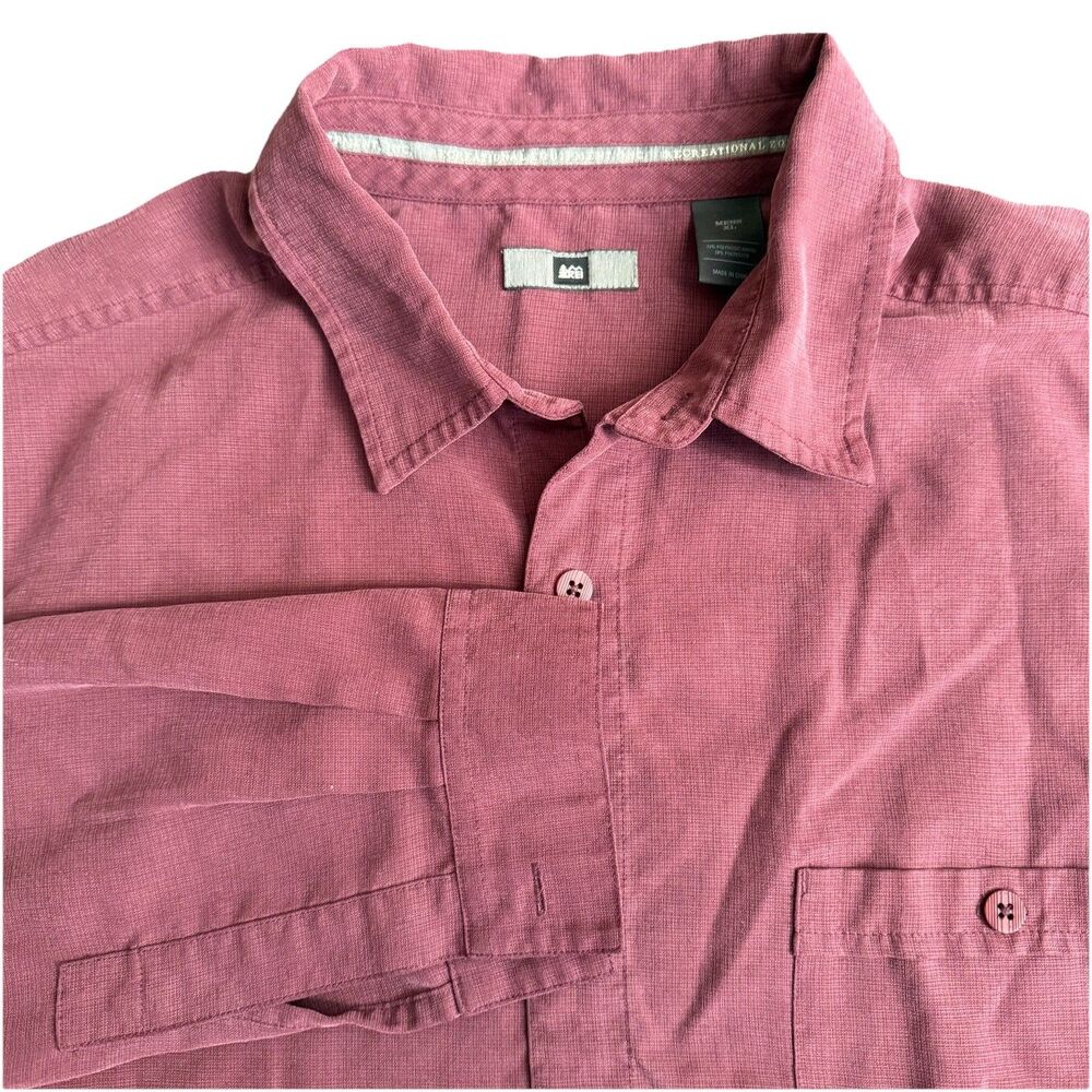 REI Co-op Red Rayon Casual Button Up Long Sleeve Shirt‎ Men’s XL